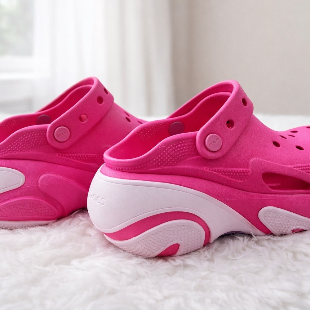 CROCS Pink and White Clogs
